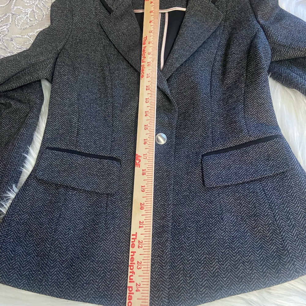 White House Black Market Sz 4 Dark Grey/Black Herringbone Women’s Blazer - Picture 9 of 14
